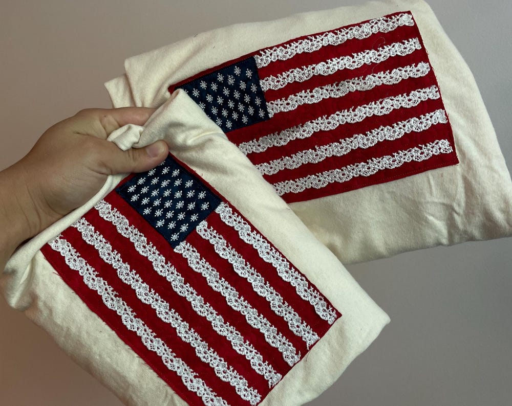 Embroidered Quilted Flag t-shirt