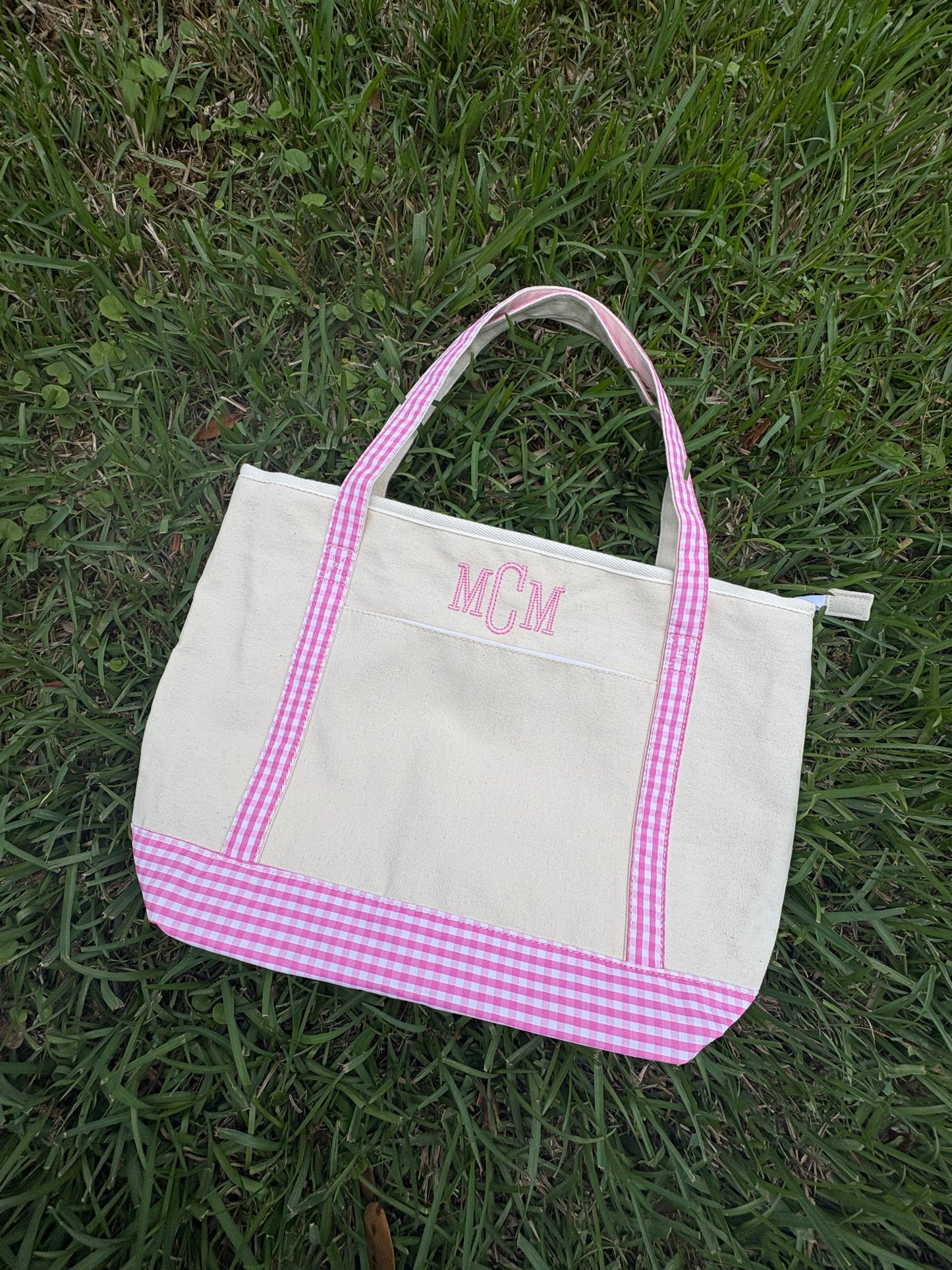 Gingham Canvas tote