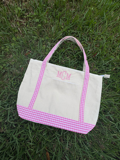 Gingham Canvas tote