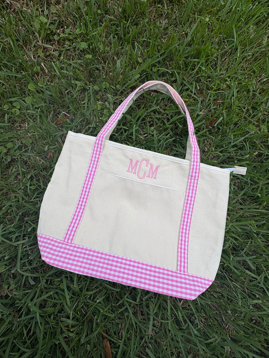 Gingham Canvas tote