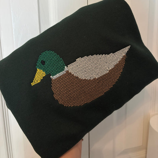 Adult Embroidered Cross stitch Mallard sweatshirt
