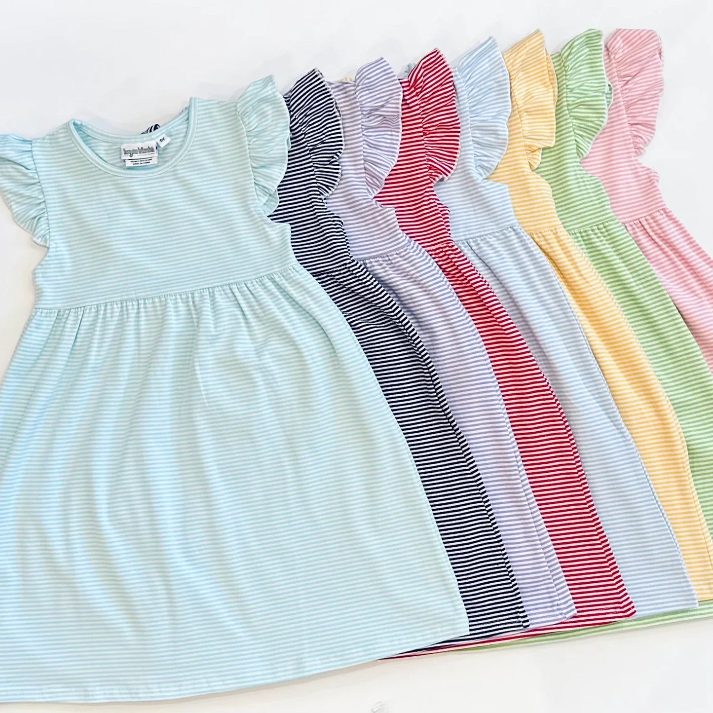 Custom Striped Flutter Sleeve Dress